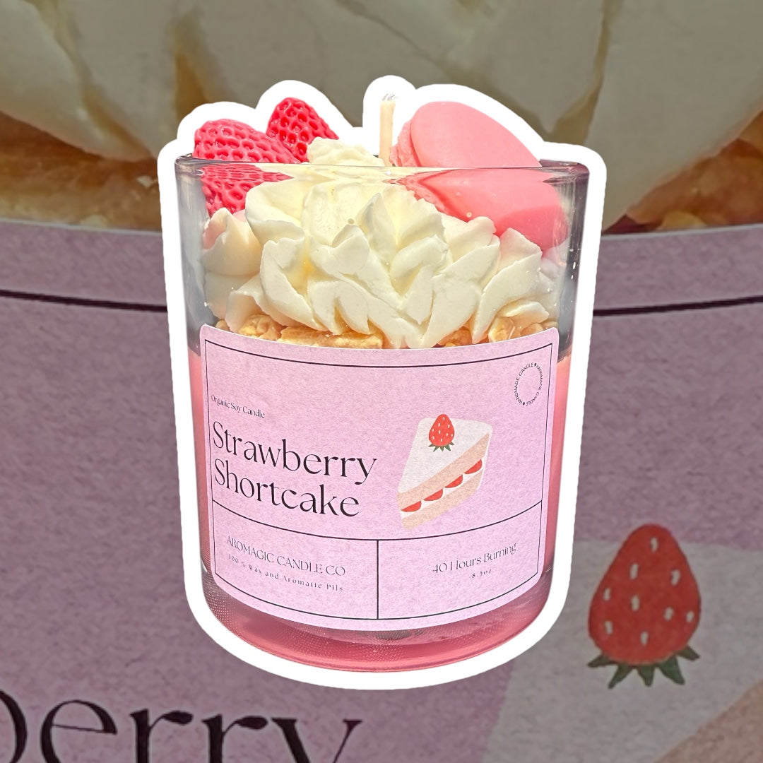 Strawberry shortcake candle