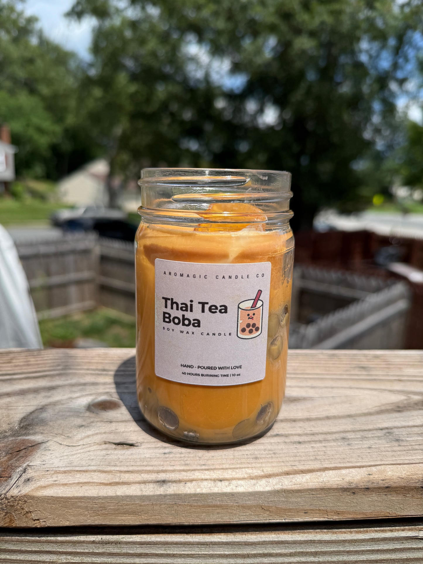 Thai tea boba candle