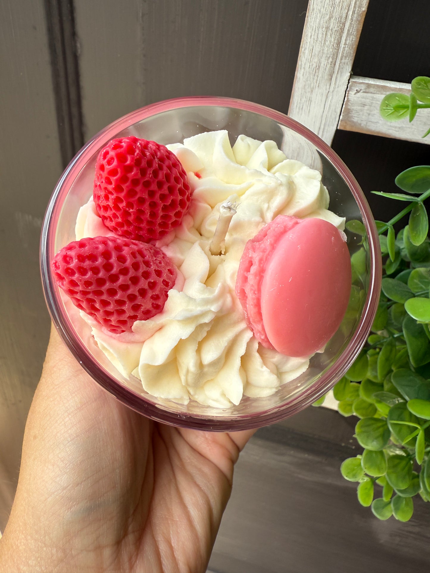 Strawberry shortcake candle