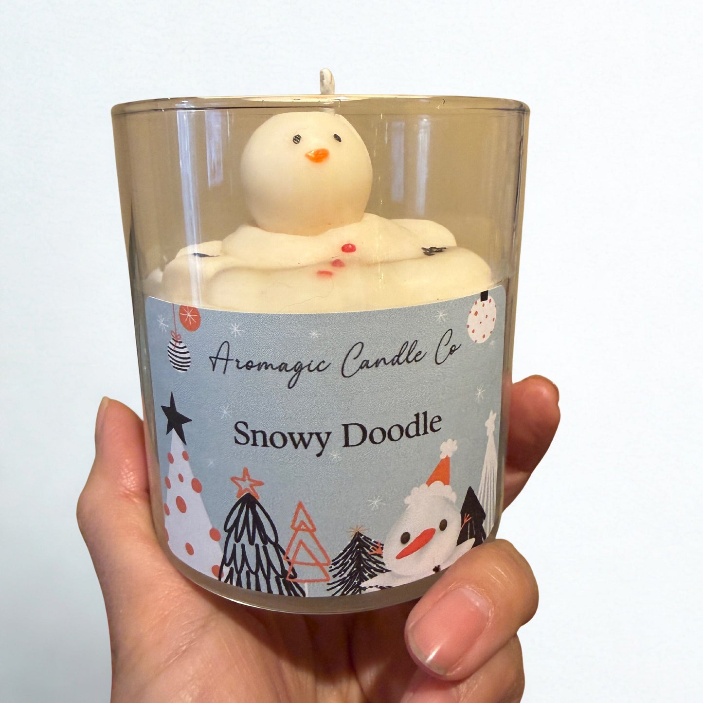 Snowy Doodle Candle