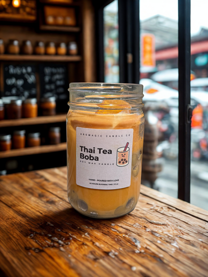 Thai tea boba candle