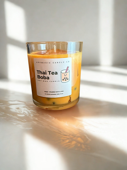 Thai tea boba candle