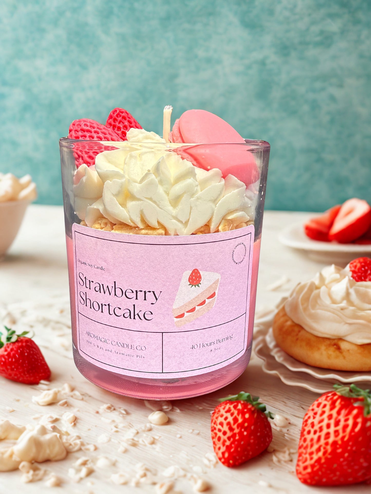 Strawberry shortcake candle
