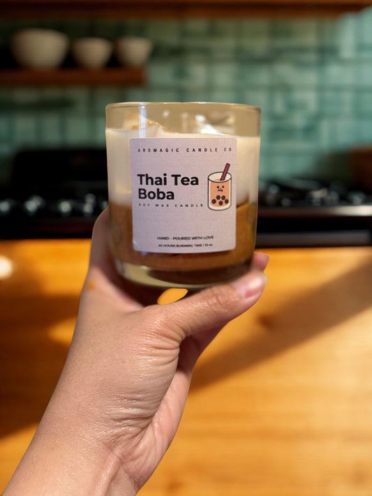 Thai tea boba candle