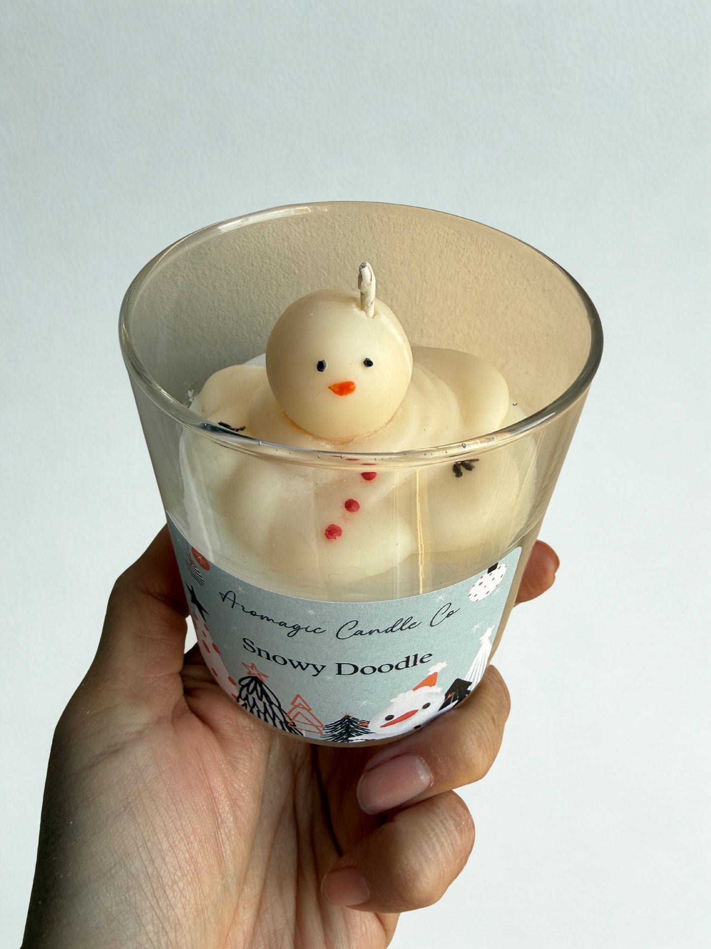 Snowy Doodle Candle