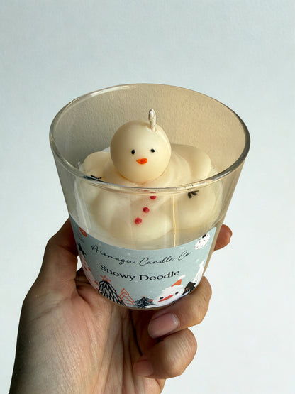 Snowy Doodle Candle