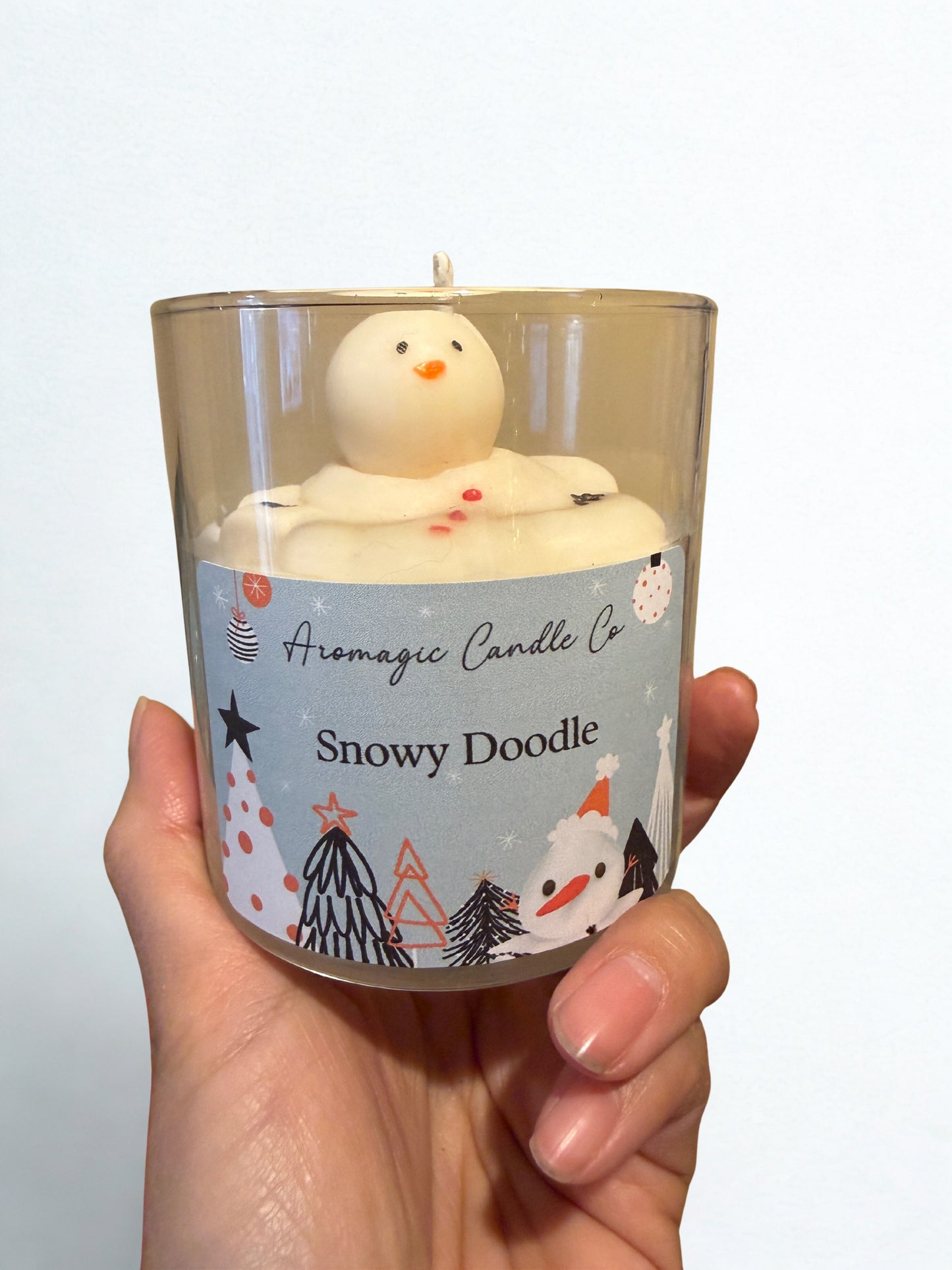 Snowy Doodle Candle