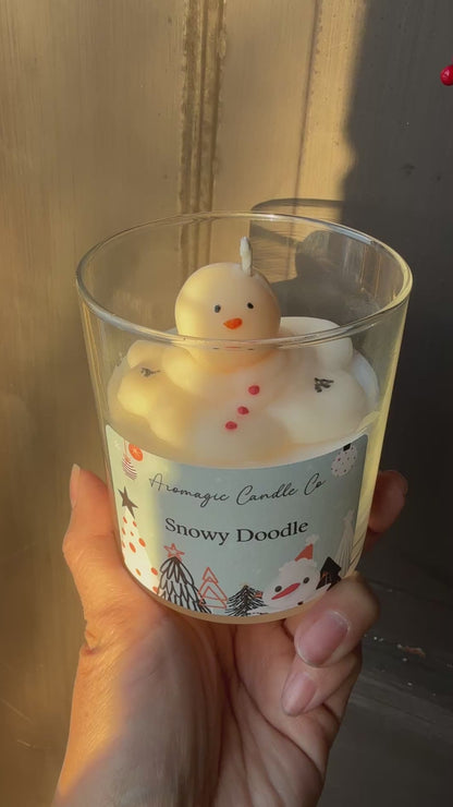 Snowy Doodle Candle