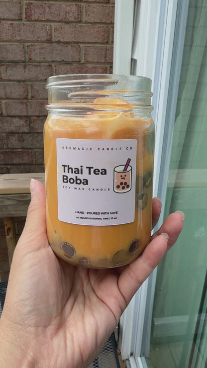 Thai tea boba candle
