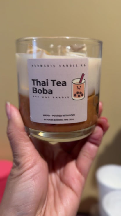 Thai tea boba candle